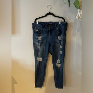 Torrid Destroyed jeggings dark wash